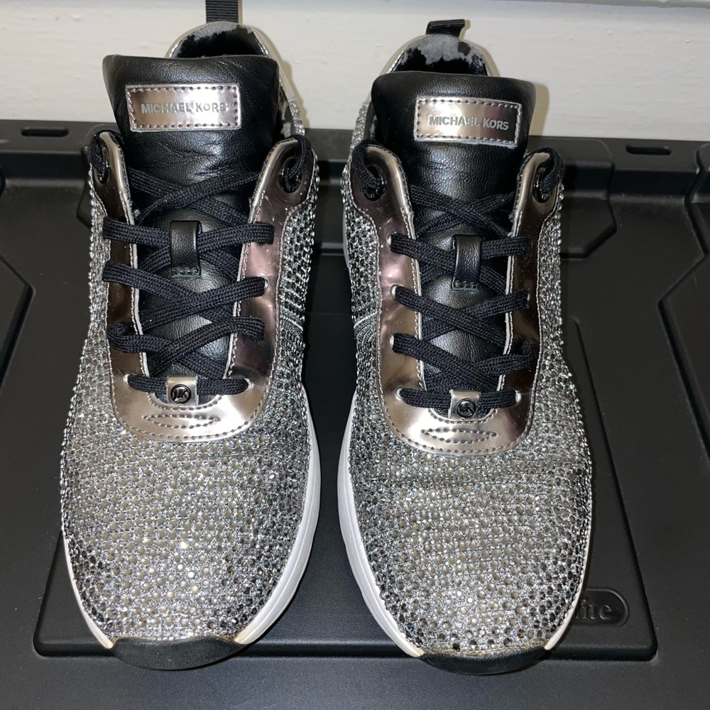 Michael Kors women’s size 9M gun metal/silver sparkle sneakers